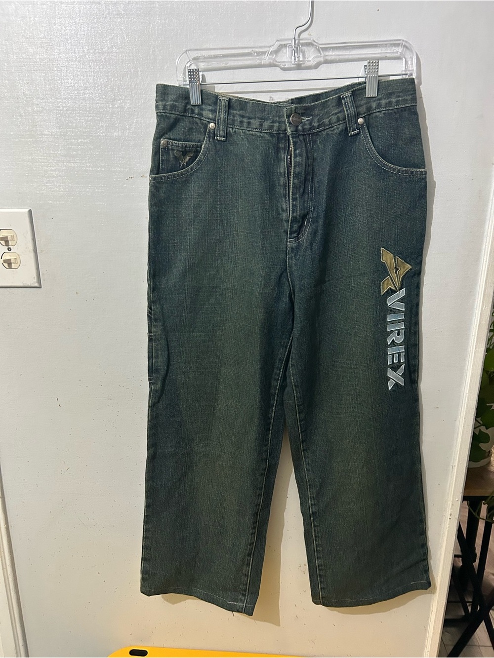 Avirex Men's Dark Blue Carpenter Relaxed Jeans with Side Logo